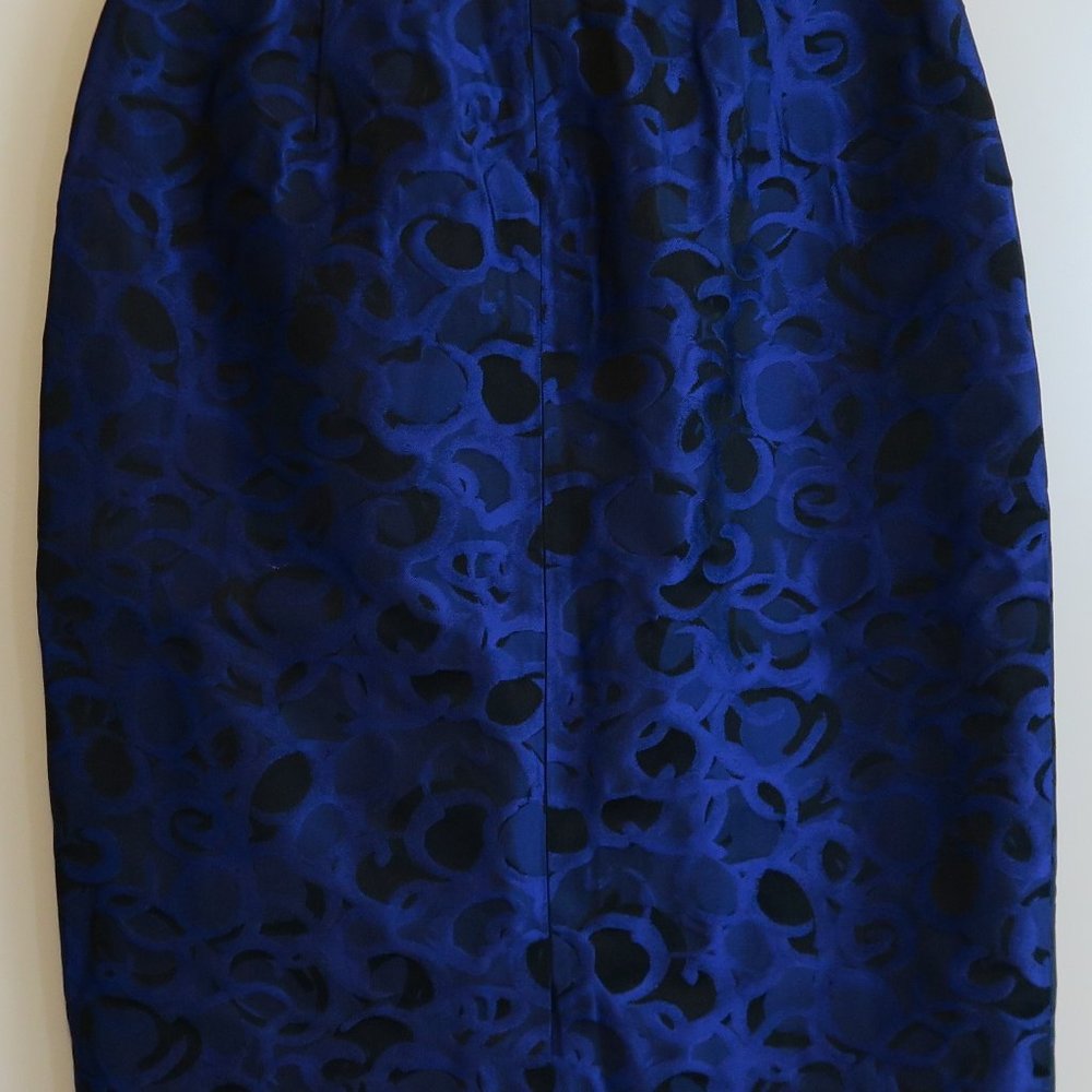 NWT St. John Cobalt/Caviar Evening Satin-Sheen Skirt Size 2 MSRP $695 - Picture 11 of 12